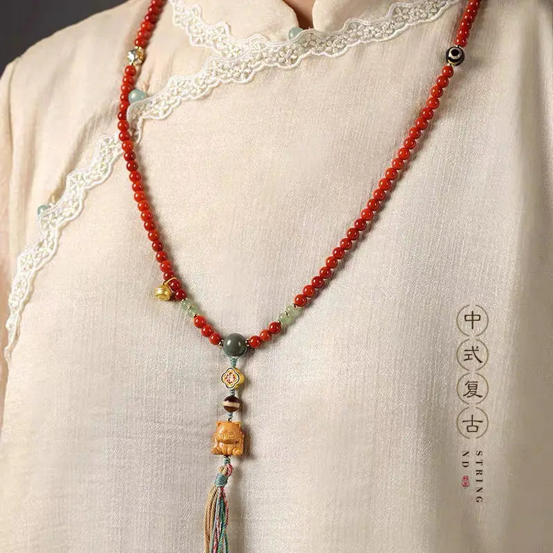 Original Chinese-style Benmingnian South Red Agate Bracelet Bodhi Tianzhu Ethnic Style Literature Play Good Luck First Jewelry