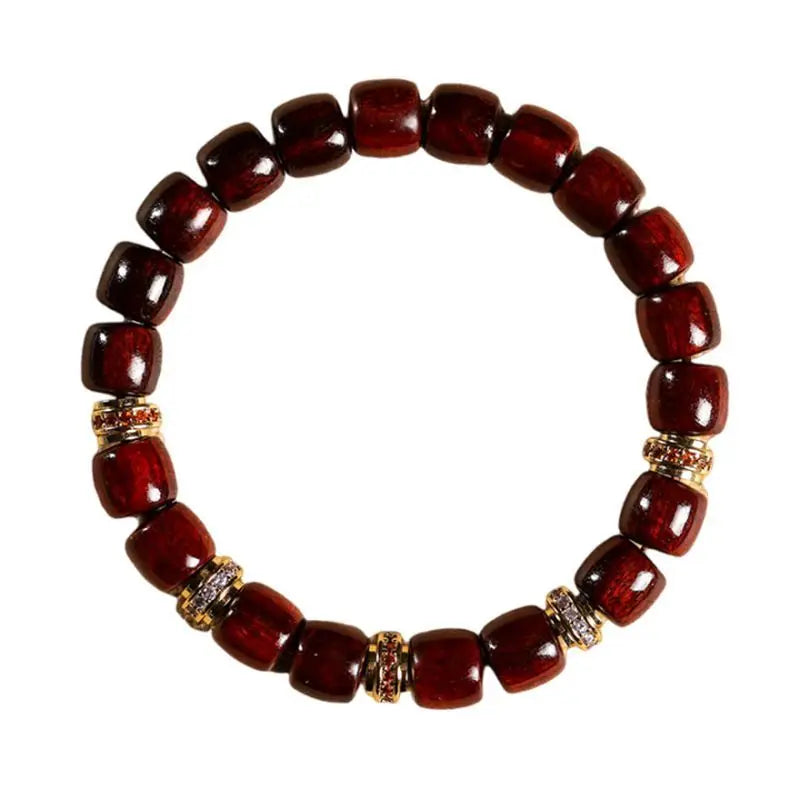 Authentic lobular red sandalwood seiko barrel beads sandalwood bracelet micro inlaid colored diamond vintage lovers hand jewelry