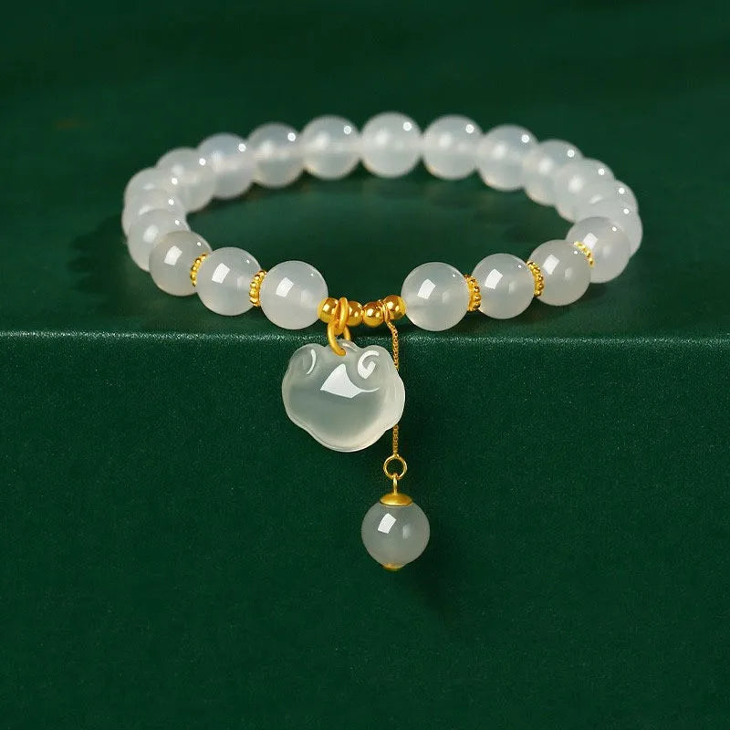 Women's Peace Lock Bracelet Ruyi Fortune Bead Chalcedony Agate Bracelet New Chinese Style Gift for Mother's Day Gifts