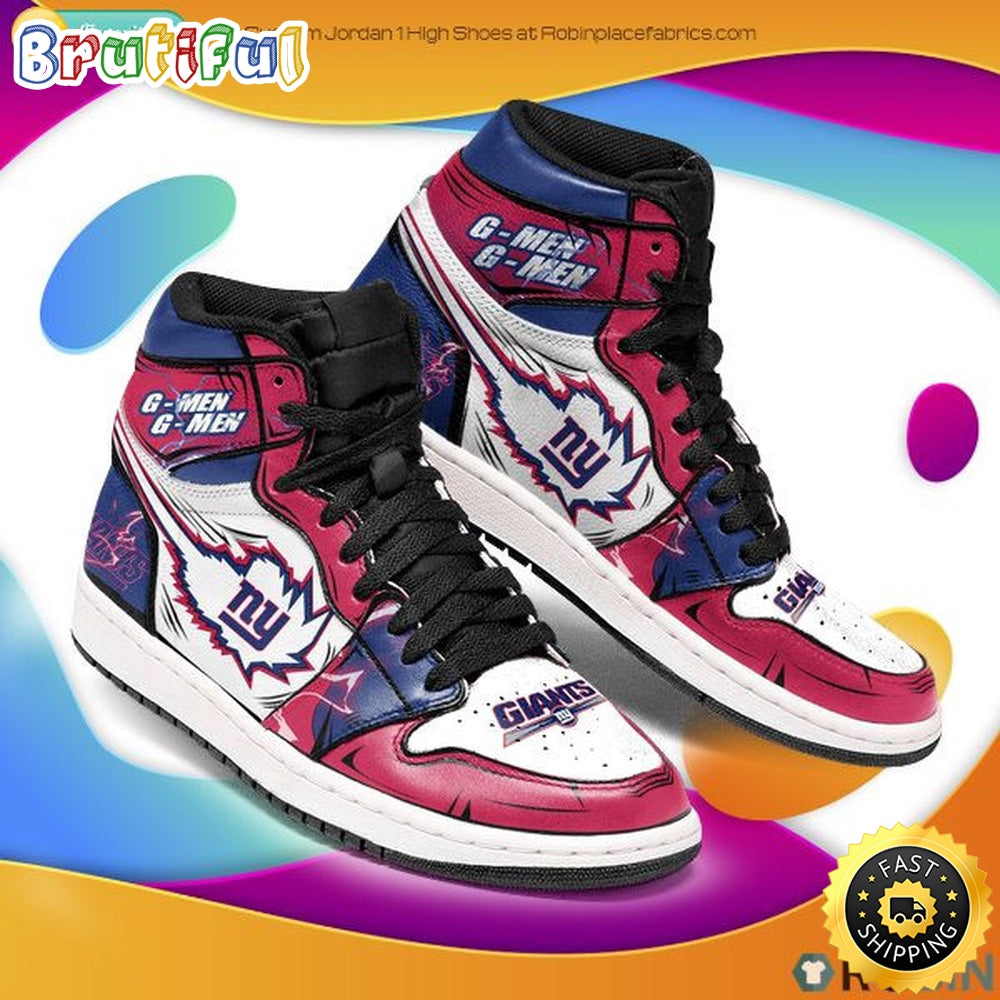 NFL New York Giants Red White Air Jordan 1 High Sneakers