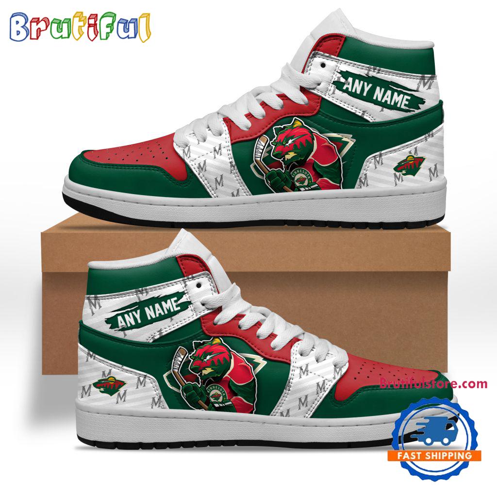 NHL Minnesota Wild Team Mascot Design Air Jordan 1 Hightop Shoes
