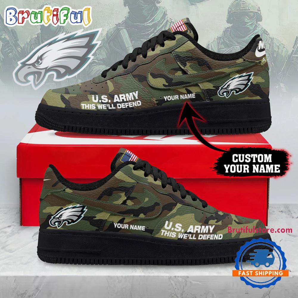 Philadelphia Eagles NFL US Army Custom Air Force 1 Shoes Sneaker